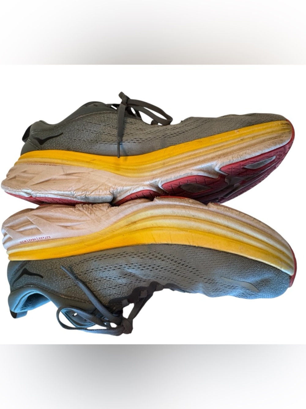 Hoka Bondi 8 Gray Yellow High End Trail Running Shoes Men’s 13D - Picture 5 of 9